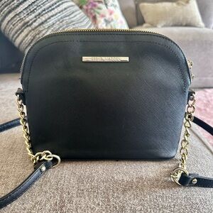 Steve Madden Black Saffiano Dome Crossbody with Gold Chain